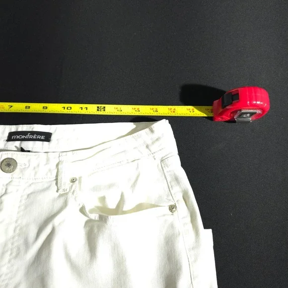 MONFRERE Jeans Womens 32 White Denim Straight Leg Blanc Wash Premium Designer - Picture 7 of 13